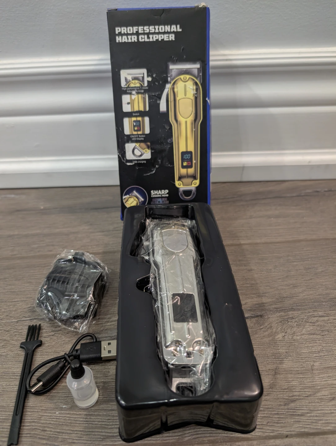 NIB - Cordless 6.3" Rechargeable SILVER Hair Trimmer Clipper