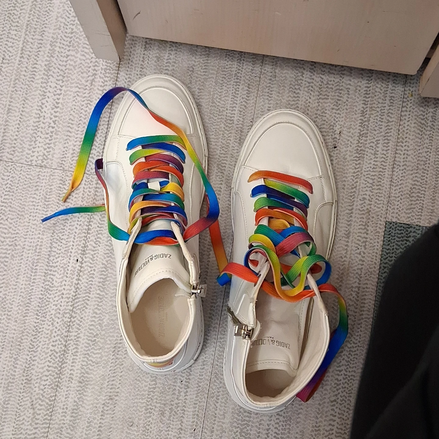 Zadig & Voltaire White Rainbow Lace High-Top Sneakers
