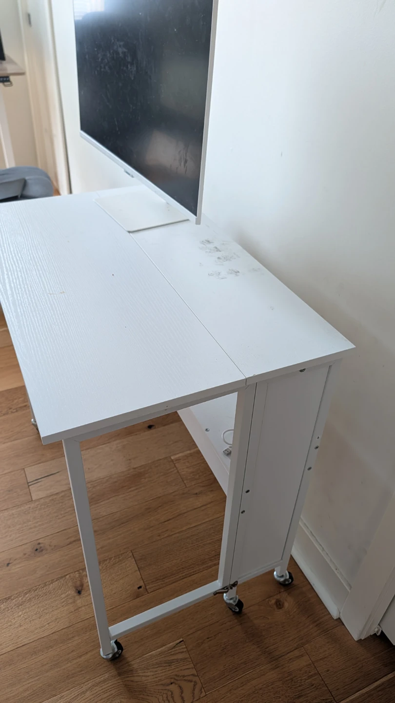 White Folding Desk with Wheels - photo 3