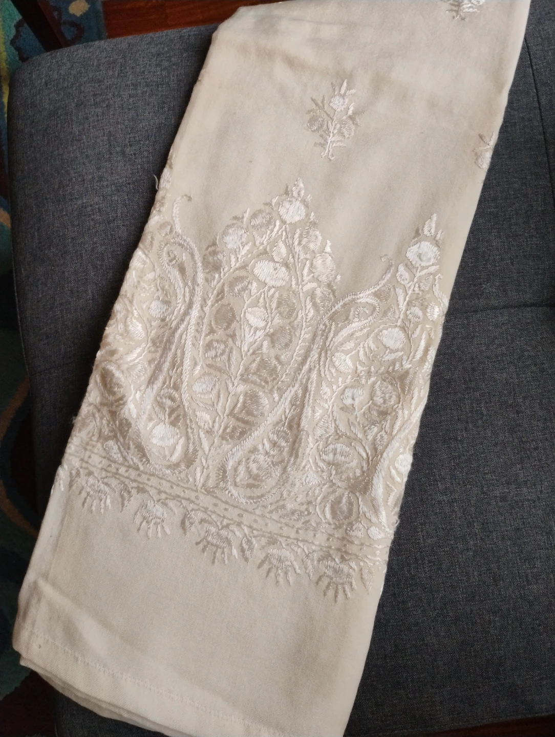 Cream Embroidered Shawl