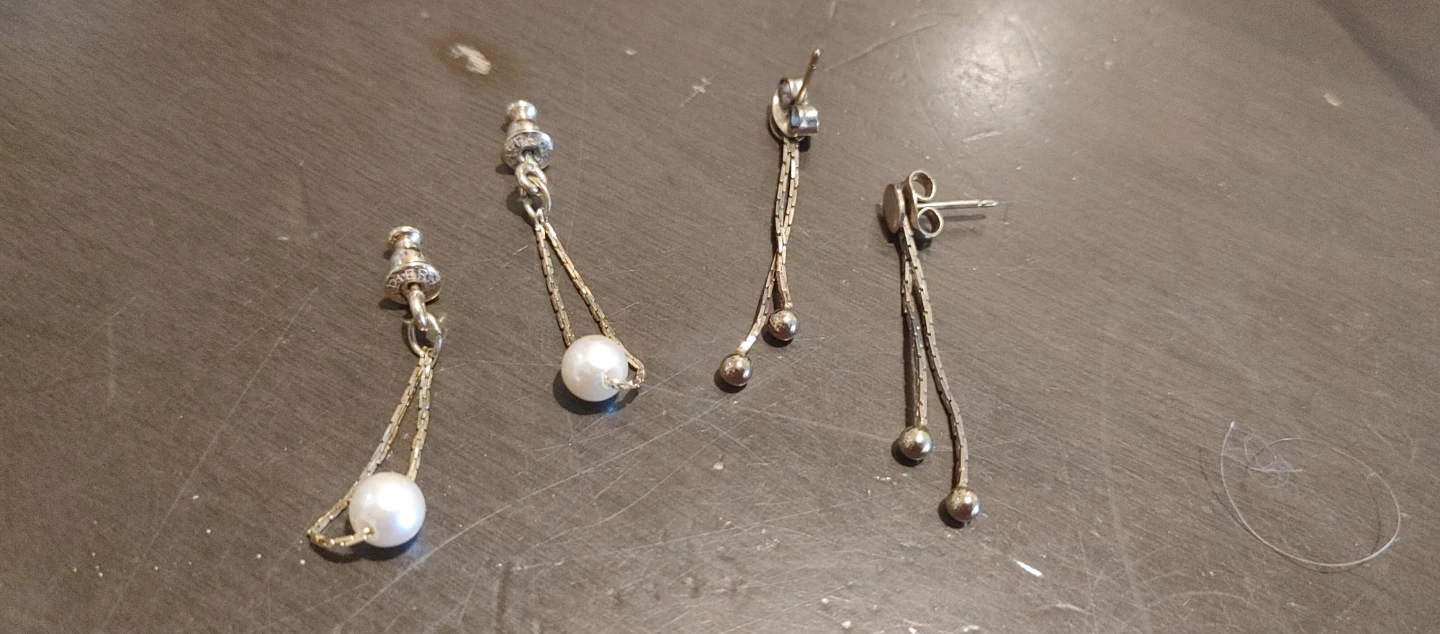 Silver-tone Dangle Earrings with Pearls
