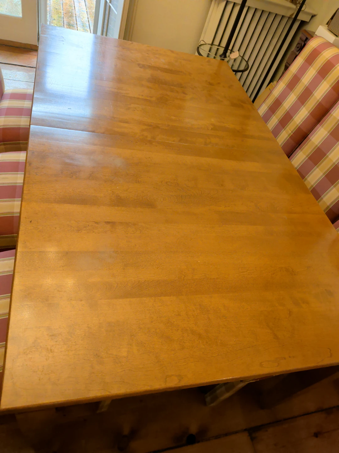 Wooden Dining Table with Plaid Chairs - photo 2