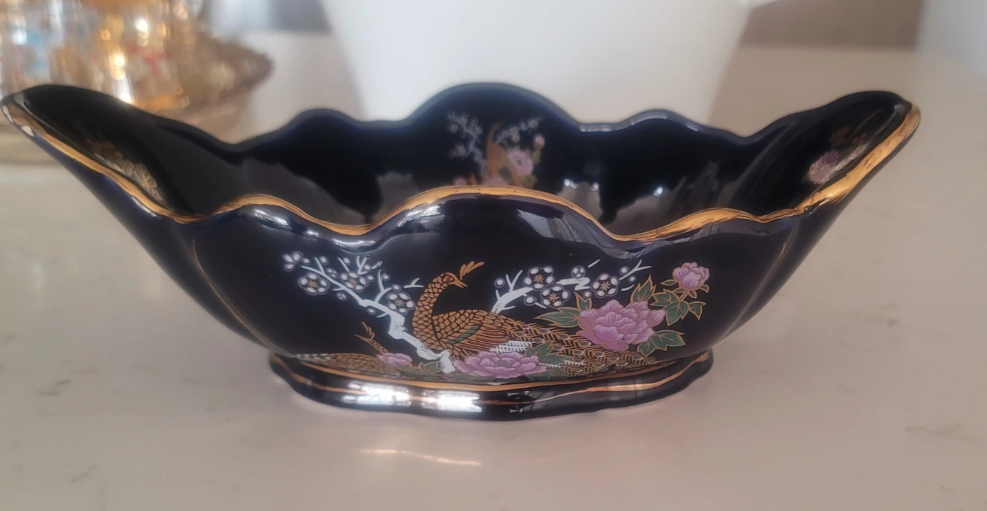Decorative Ceramic Bowl with Peacock Motif