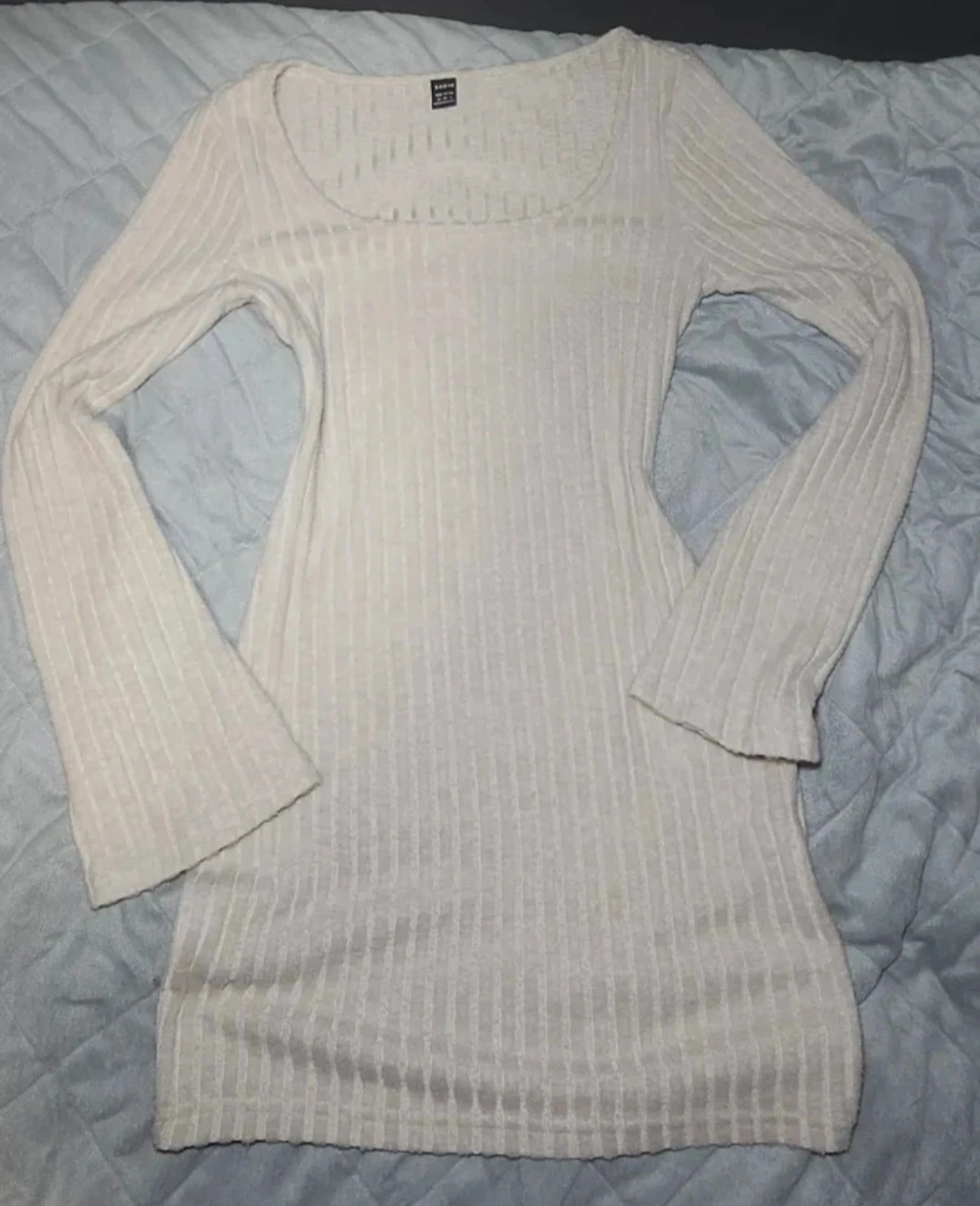 SHEIN Ribbed Long Sleeve Sweater Dress