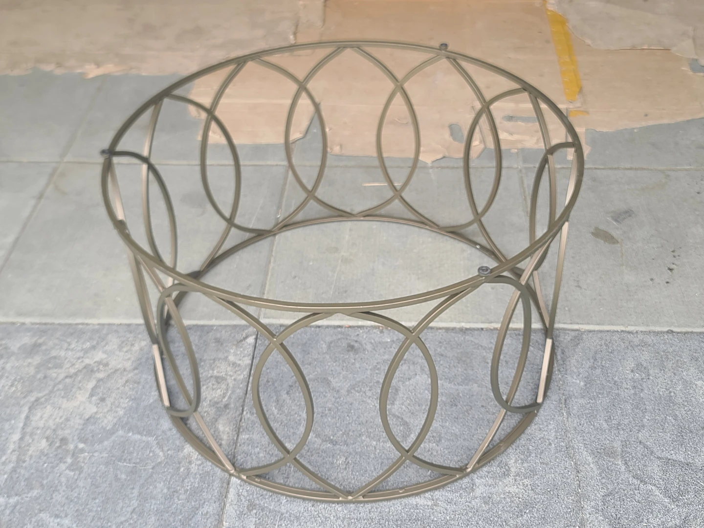Round Glass Coffee Table with Champagne Gold Metal Base - photo 3