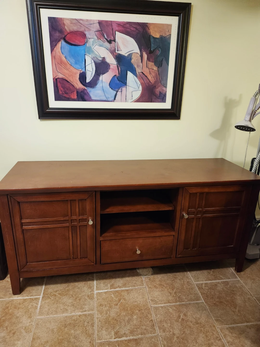 Dark Wood TV Stand with Storage