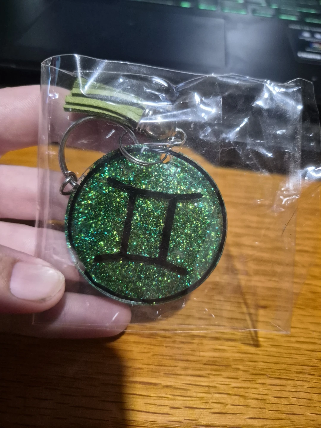 Gemini Zodiac Sign Glitter Keychain