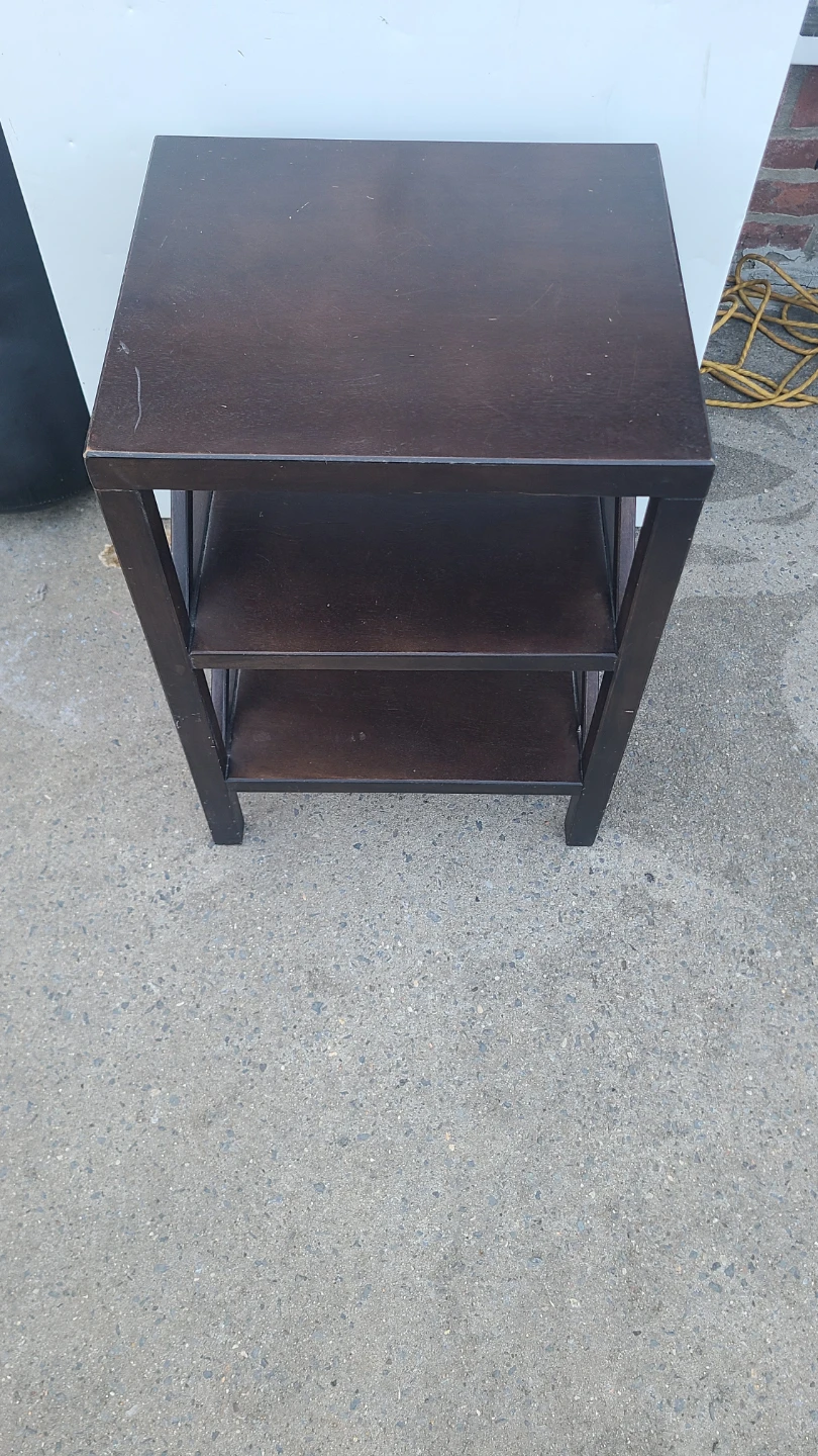 Dark Wood End Table with Shelves