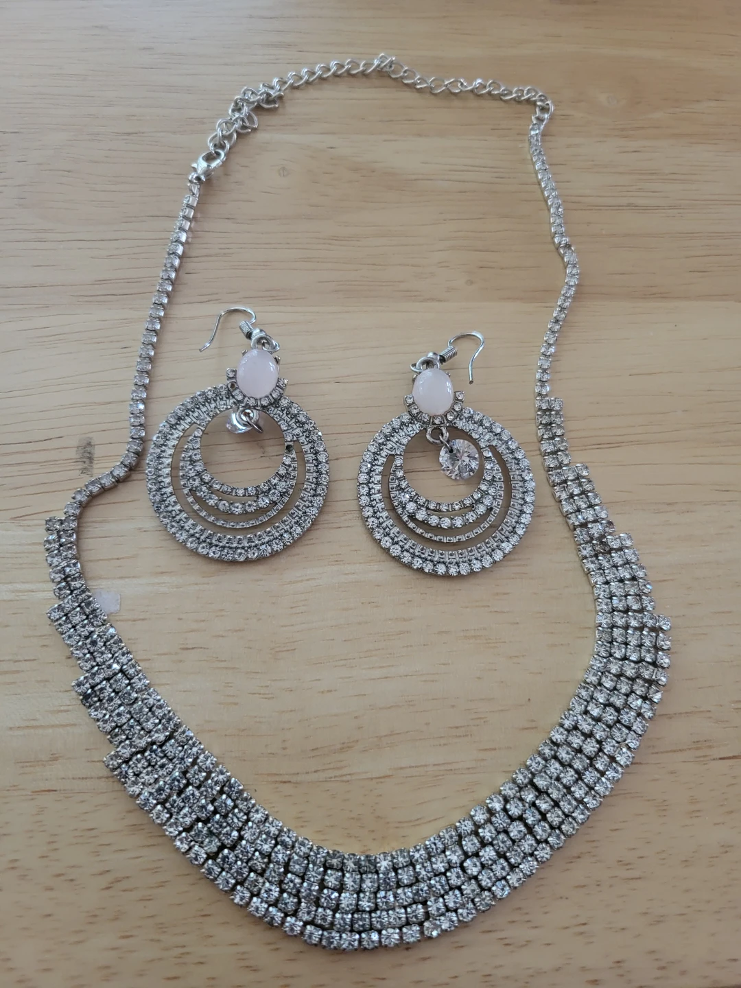 Rhinestone Necklace and Earring Set