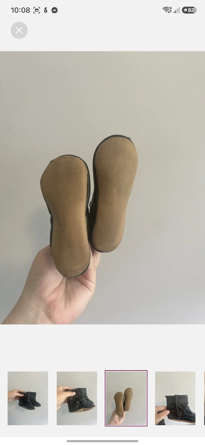 Black Faux Leather Baby Boots - photo 3