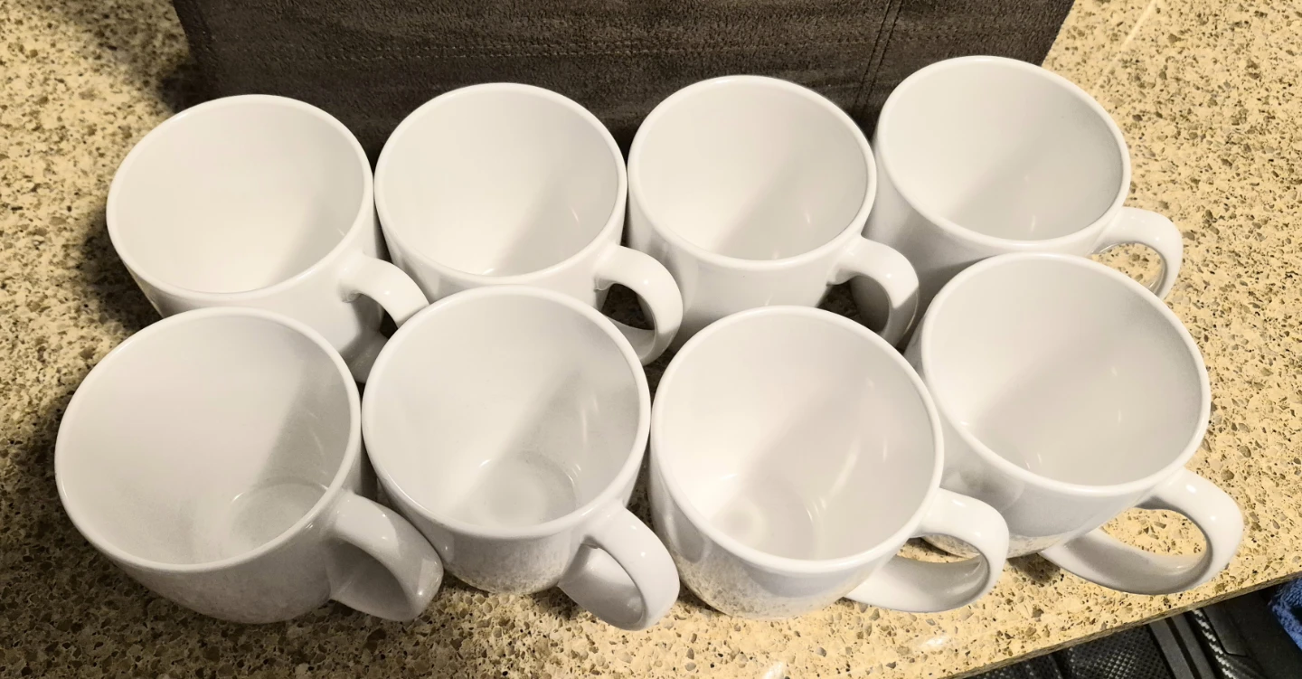 New - Set of 8 White Corelleo Stoneware Mugs - photo 2