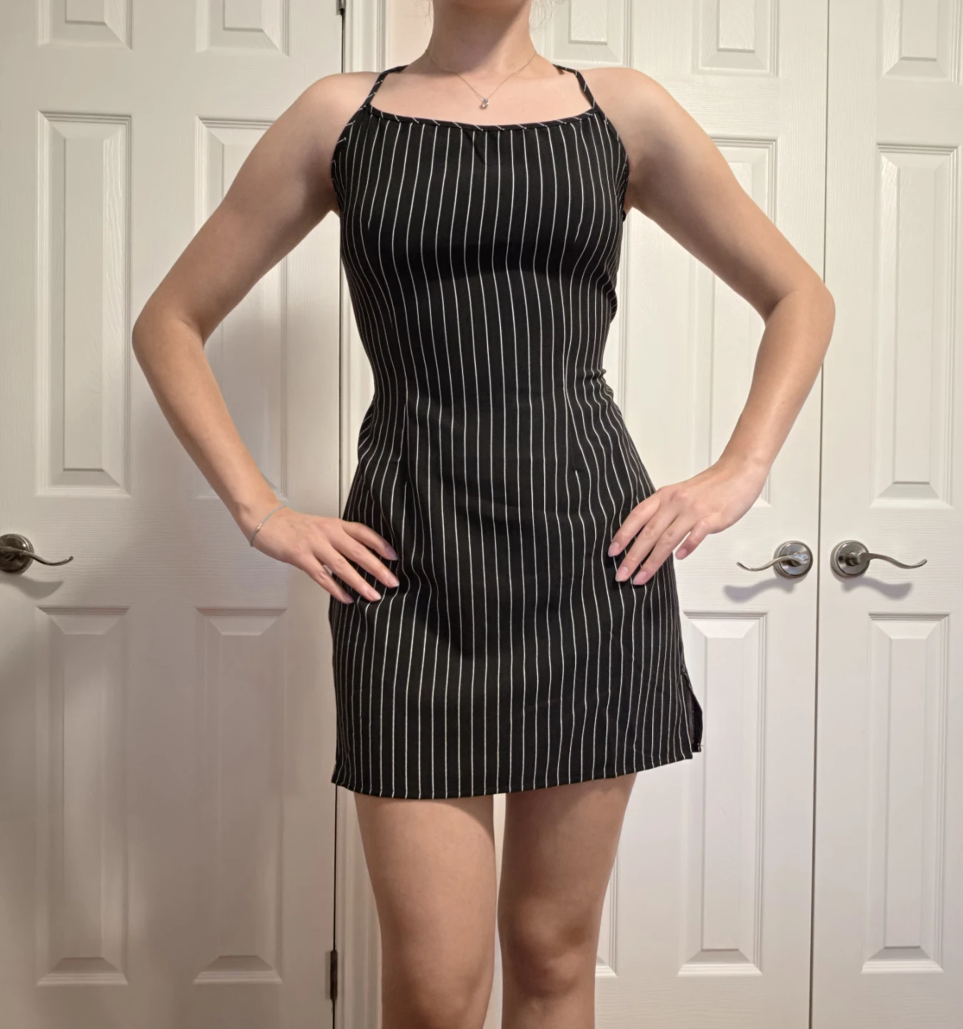 H&M Black Pinstripe Mini Dress