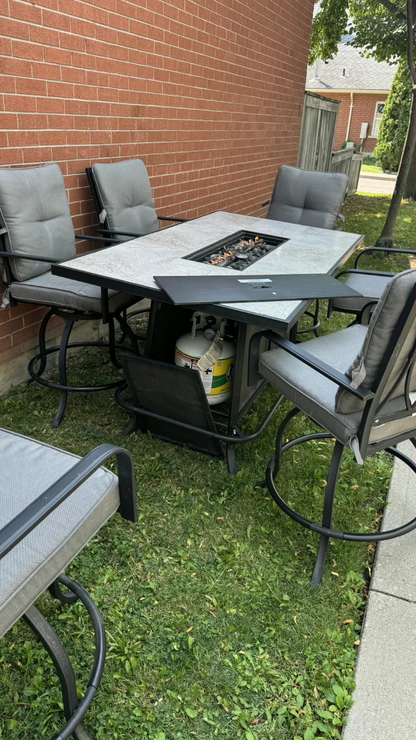 Patio Dining Set with Fire Pit Table - photo 2