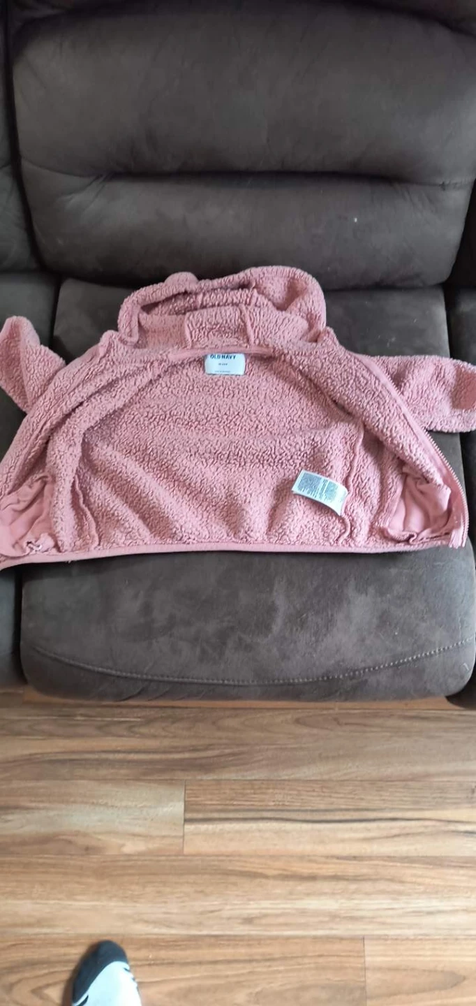 Old Navy Pink Teddy Fleece Hooded Jacket 18-24 Months - photo 2