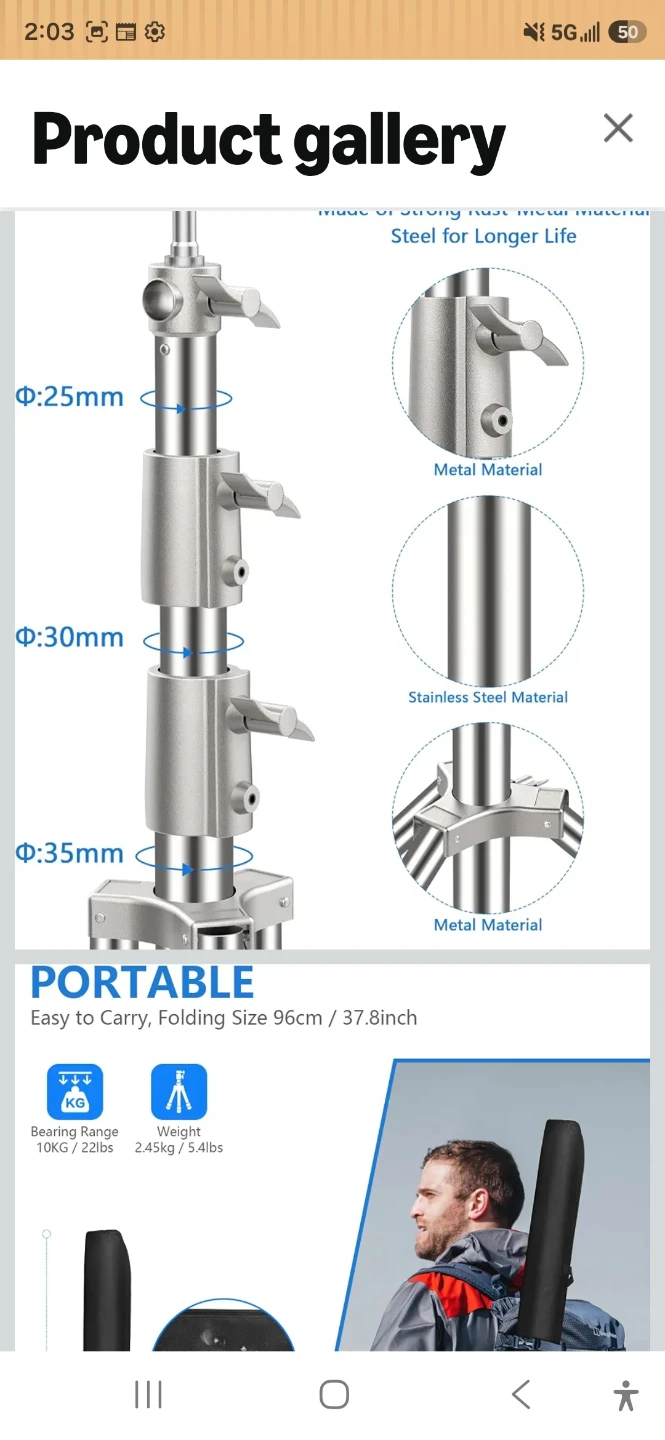 Heavy Duty Stainless Steel Light Stands (2-Pack) - photo 5