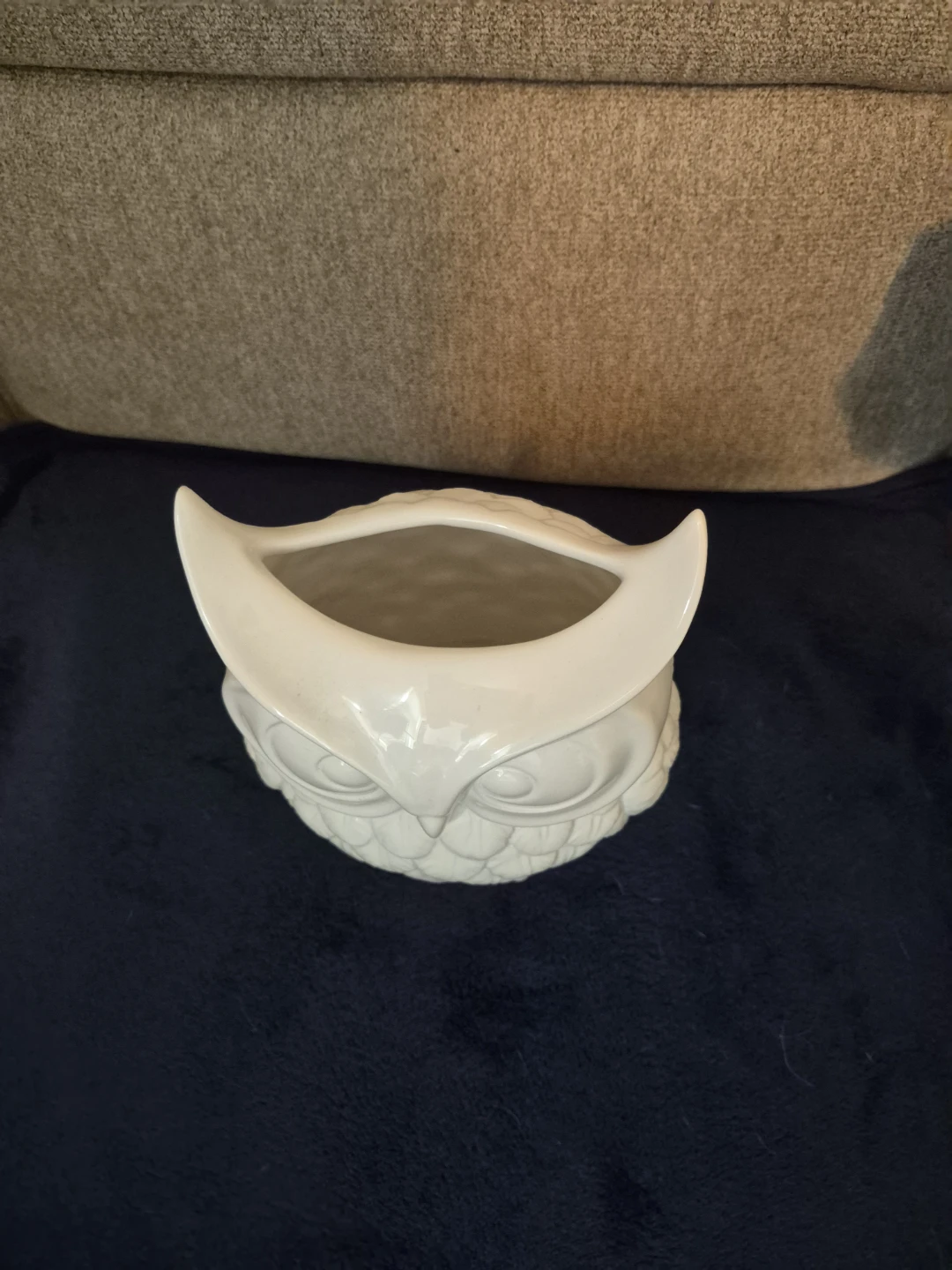 White Ceramic Owl Planter/Container - photo 2