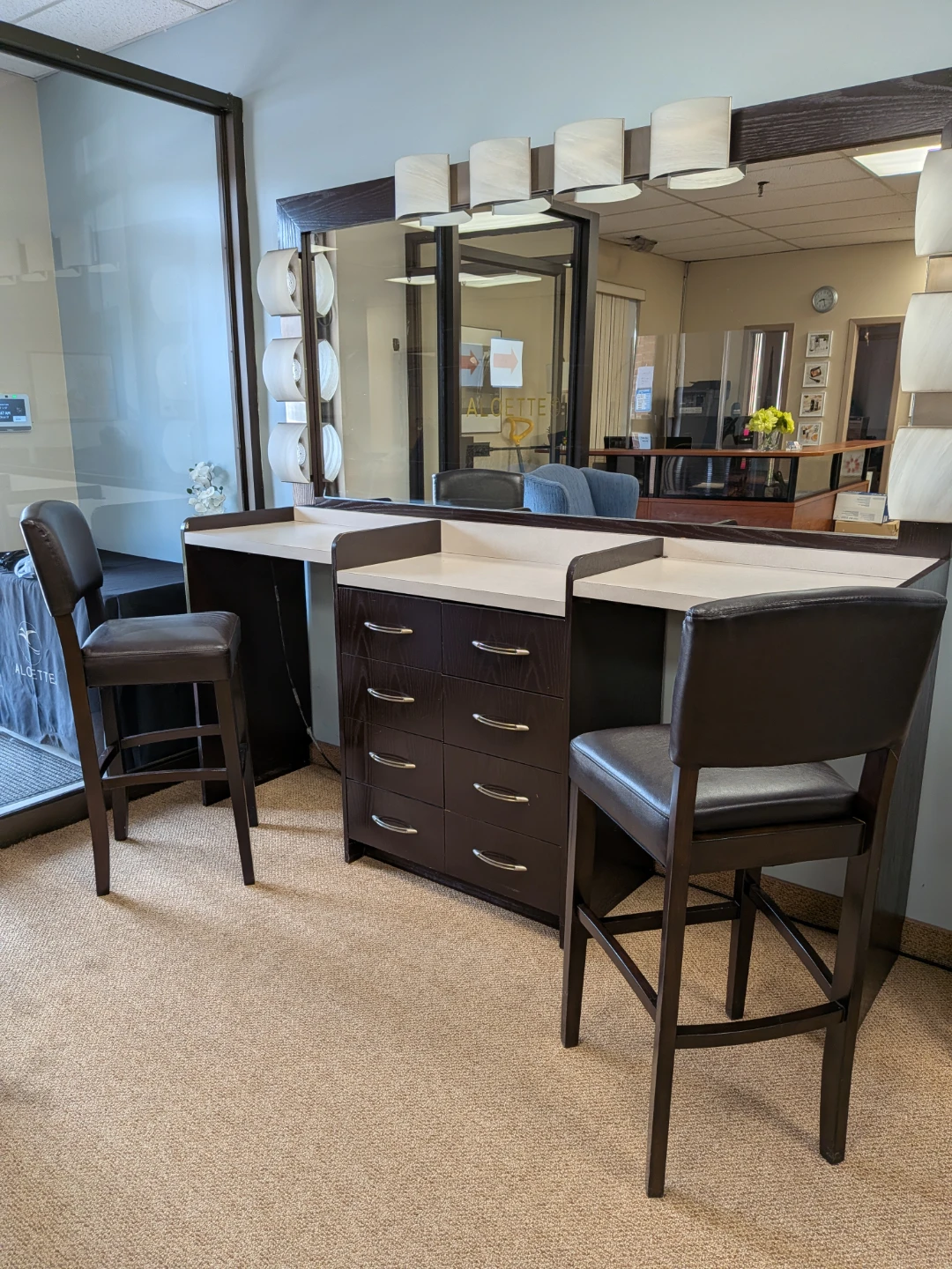 Makeup Vanity Desk with Mirror and Stools