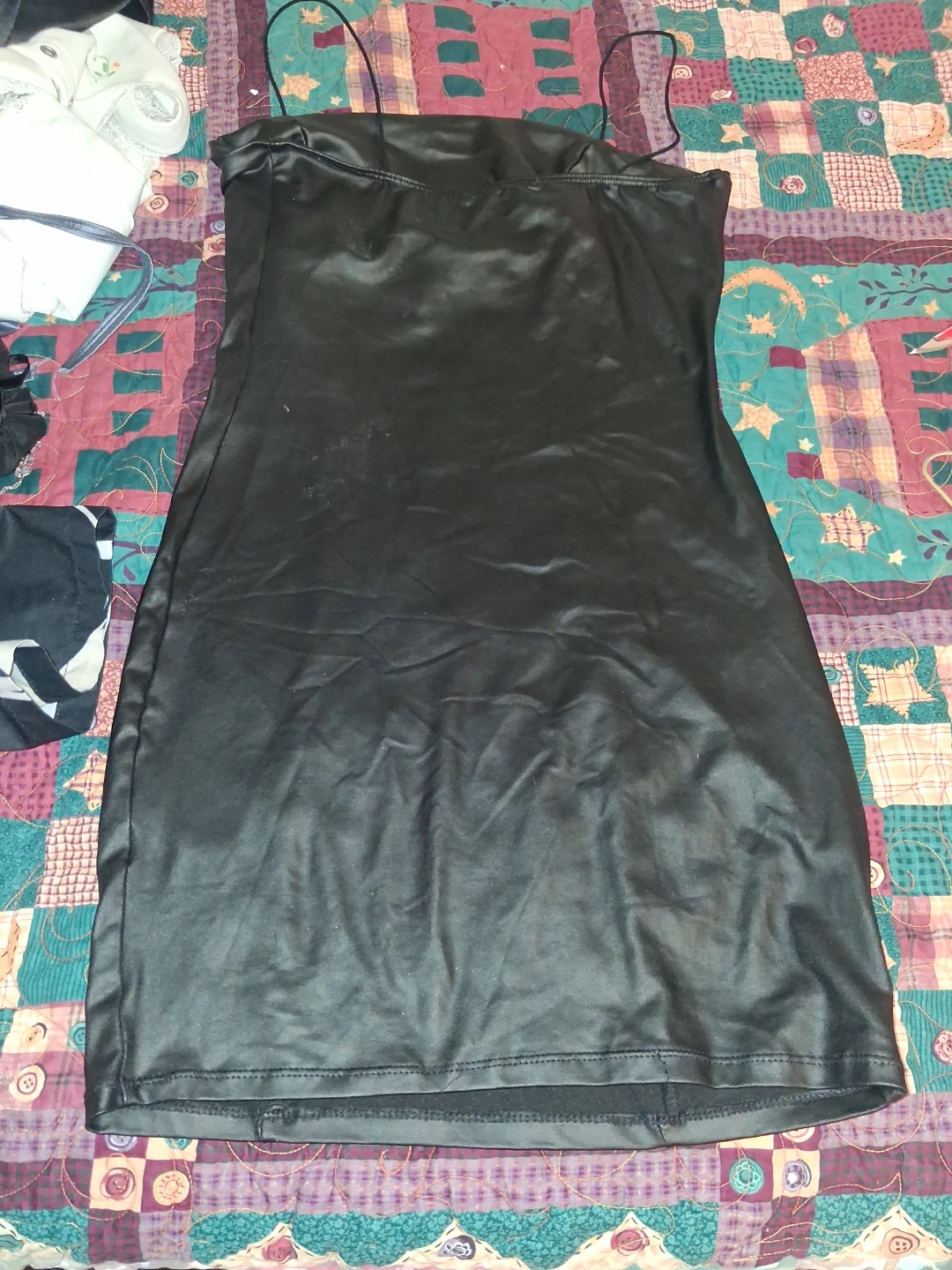 Black Faux Leather Slip Dress - photo 4
