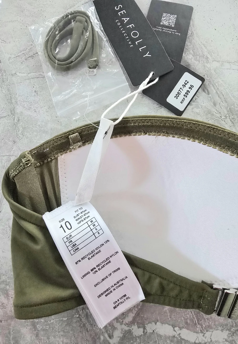 Seafolly Collective Bandeau Bikini Top in Olive - photo 3