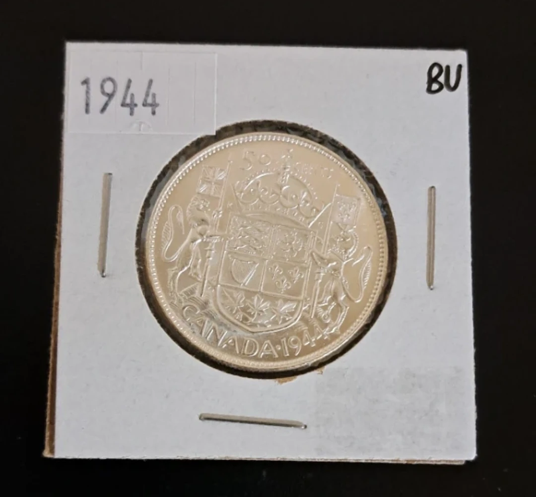 1944 Canada 50 Cent, Silver Coin, Brilliant  Uncirculated