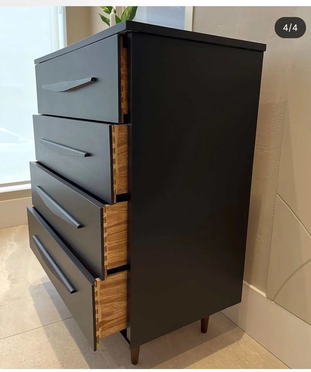 Vintage Mid century Black 4-Drawer Dresser - photo 2