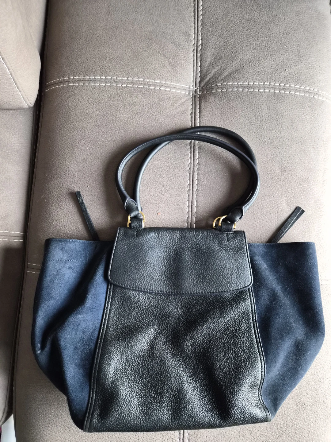 Tory Burch Black Leather & Suede Tote Bag - photo 3