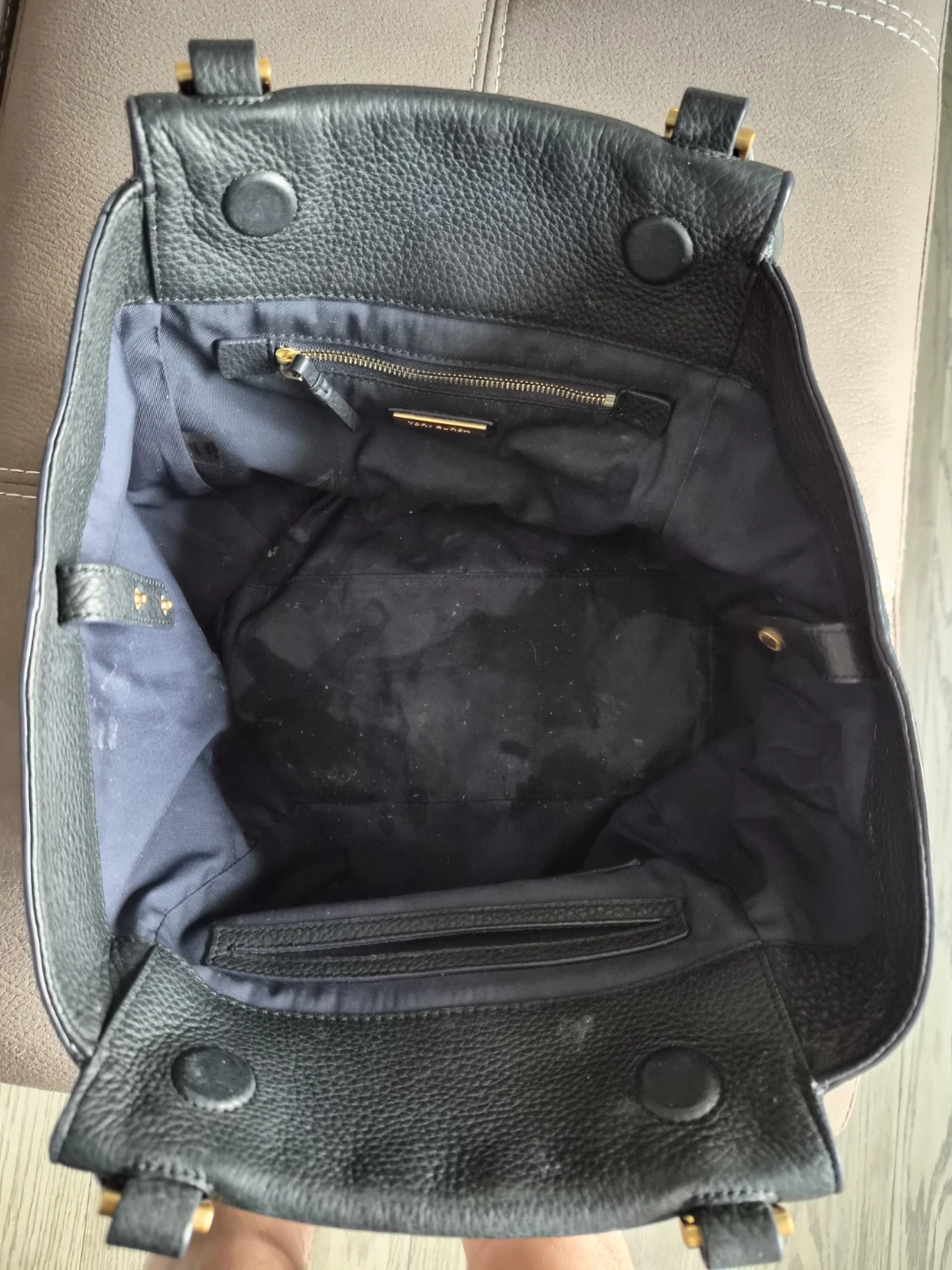 Tory Burch Black Leather & Suede Tote Bag - photo 5