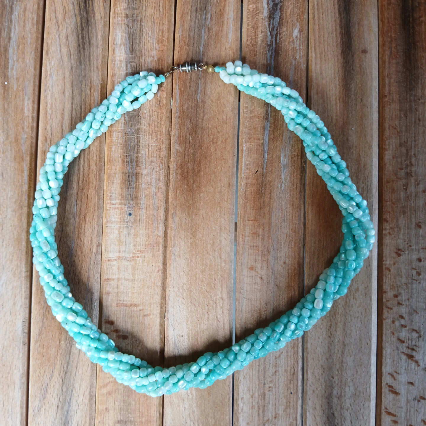 Twisted Amazonite Bead Necklace