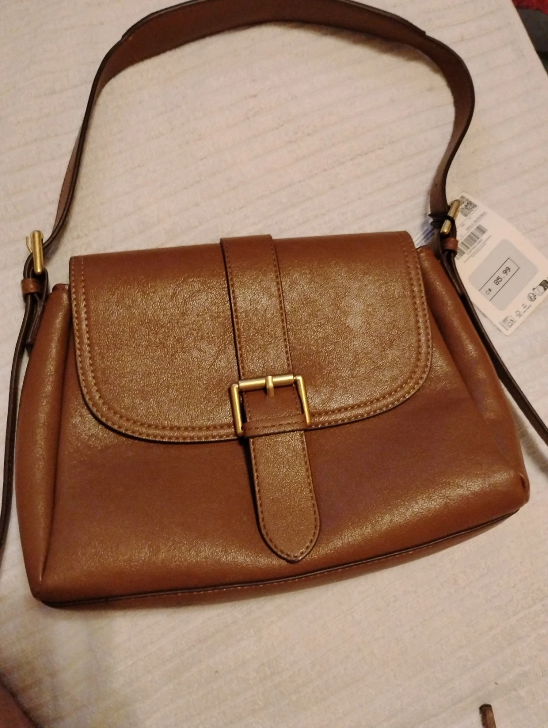 MNG Brown Leather Crossbody Bag
