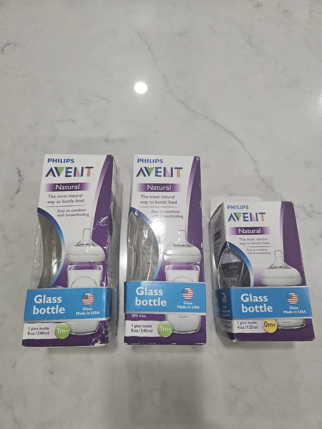 Philips Avent Natural Glass Bottles (8 oz. 240ml & 4oz. 120ml)