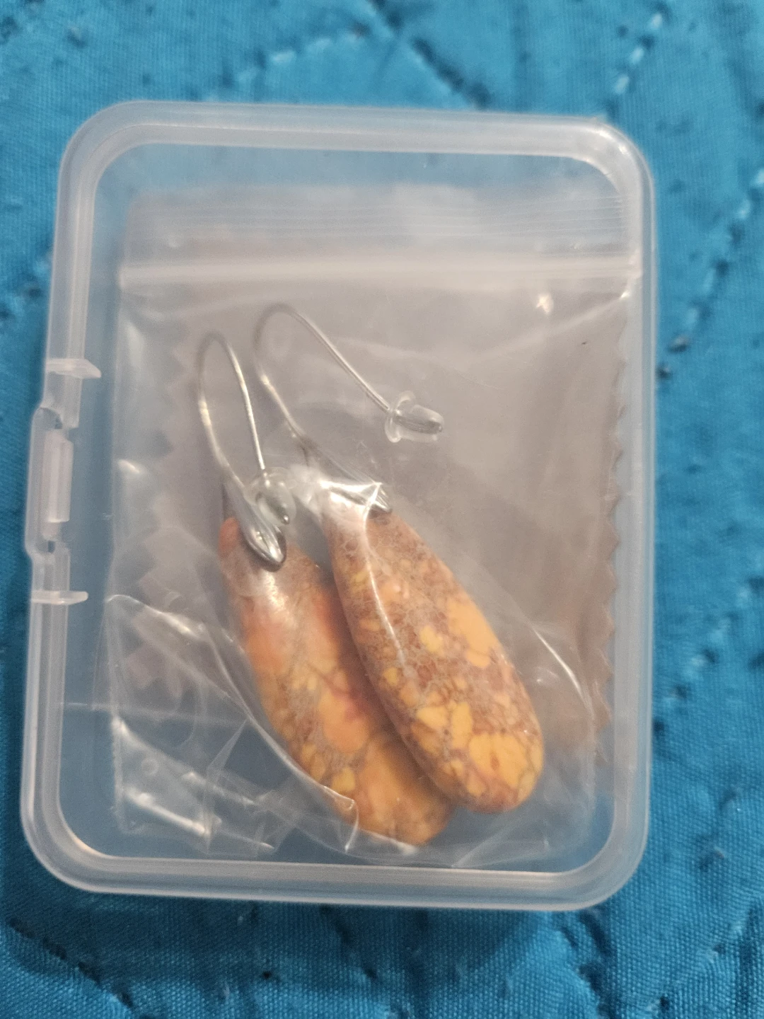 Orange Marbled Stone Drop Earrings - photo 3