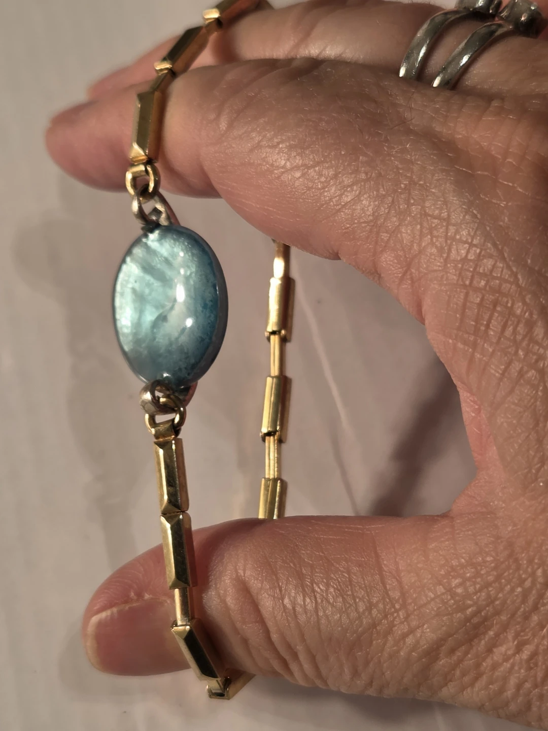Gold-filled bracelet with blue mother of pearl bid bead - photo 5