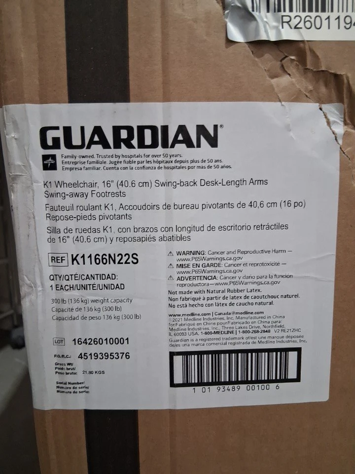 Medline Guardian K1 Wheelchair- 16inch seat - photo 4