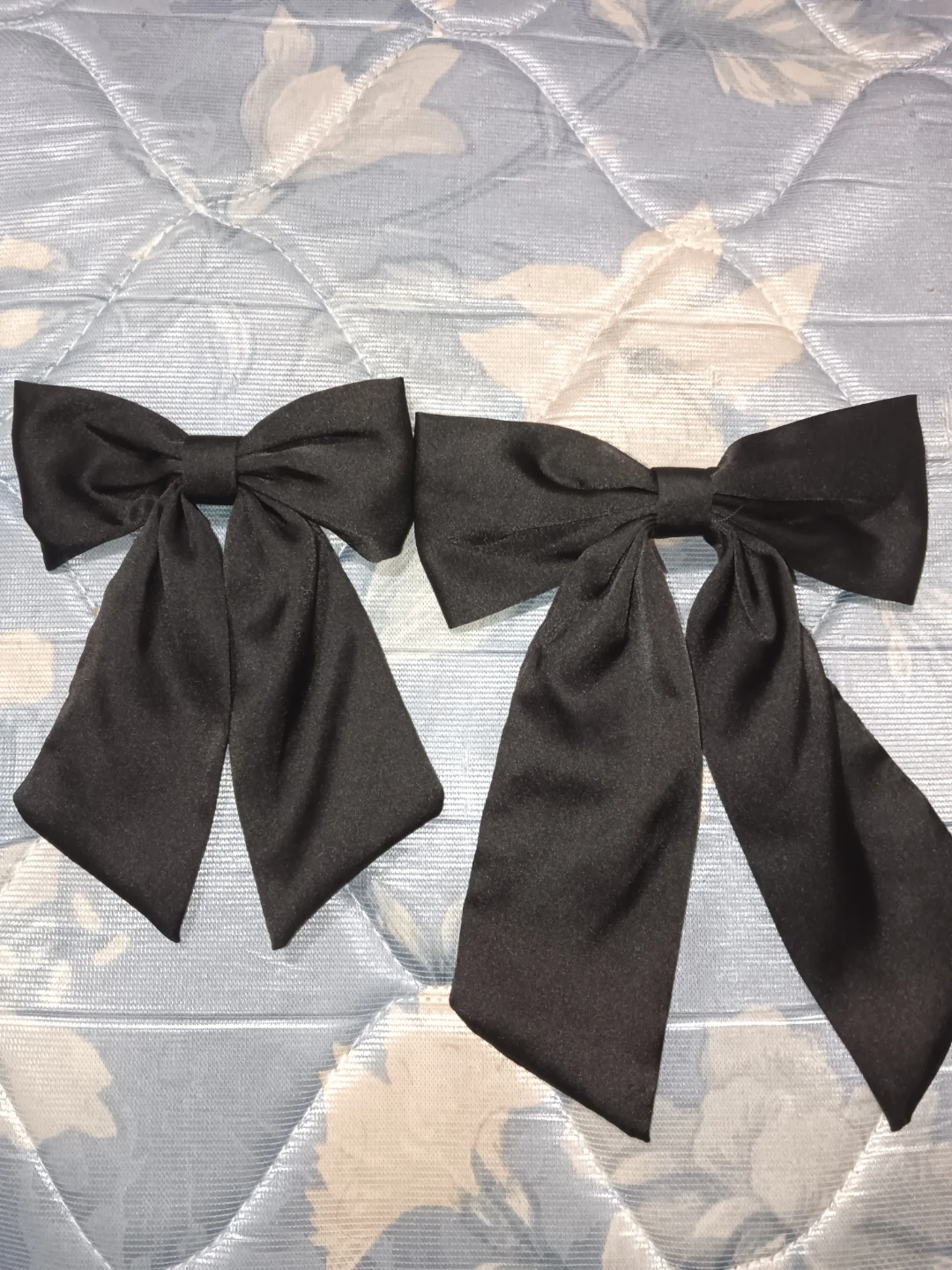 Black Satin Bow Hair Clips - Set of 2