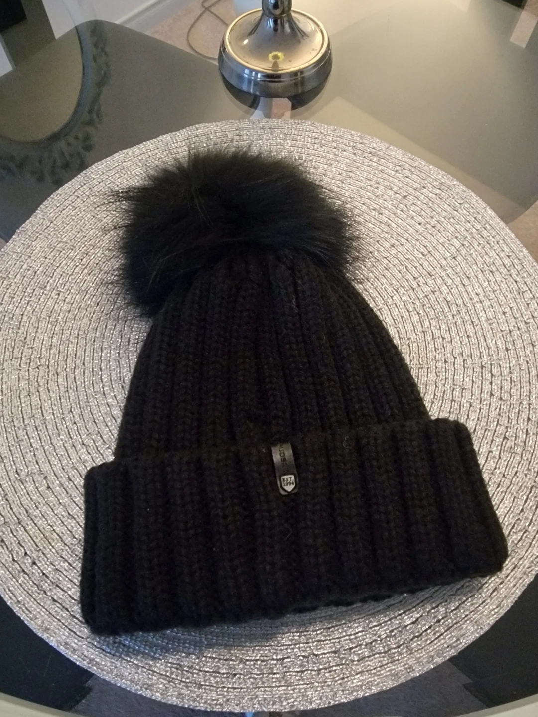 Rudsak black fur Pom Pom Beanie