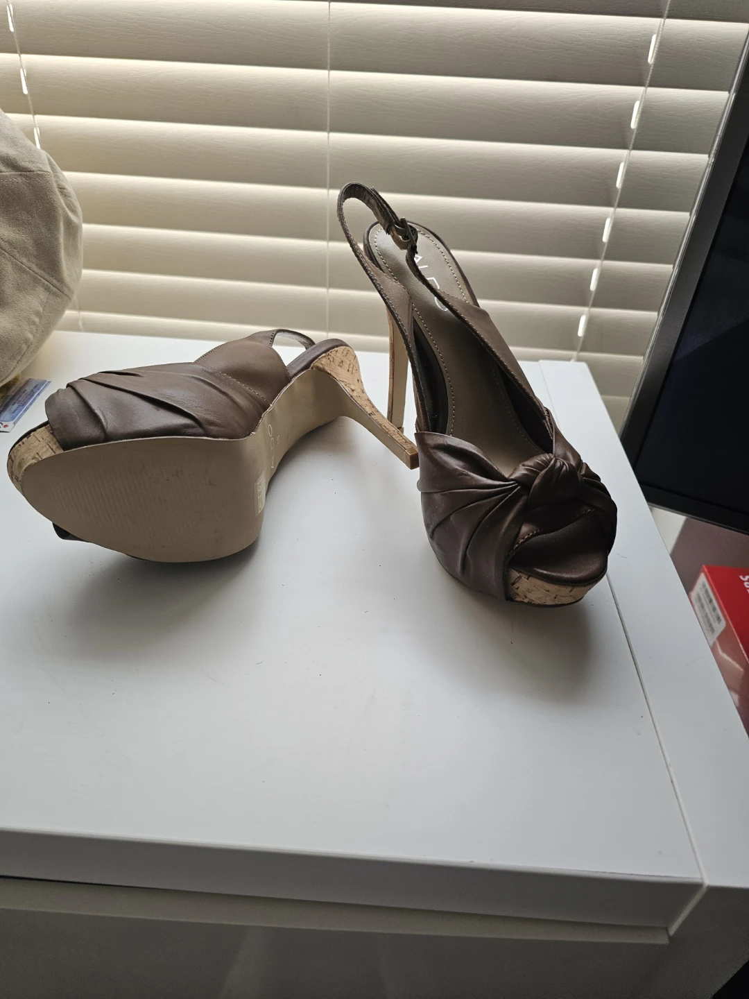 ALDO Brown Peep-Toe Slingback Heels - photo 2