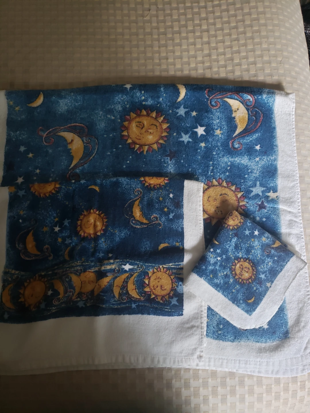 Blue Sun and Moon Towel Set