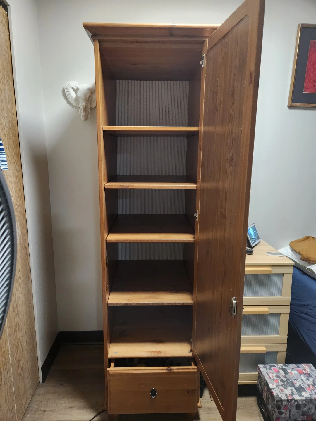Wooden Wardrobe with Mirror and Drawer - photo 2