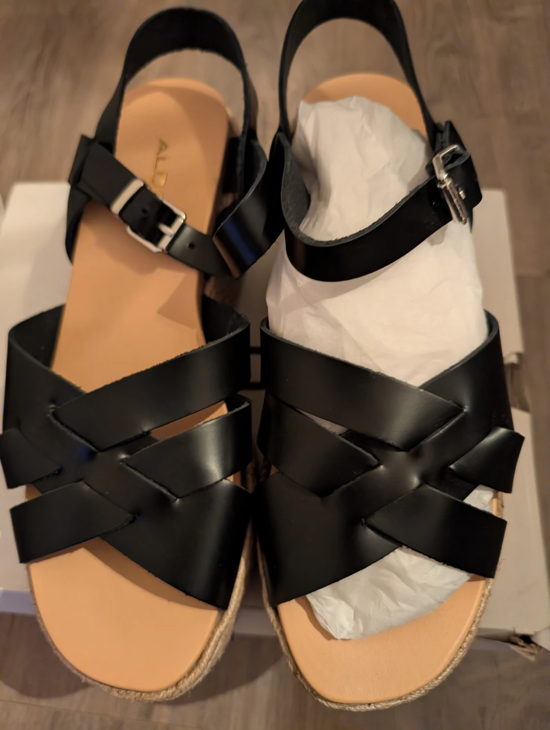 Brand new in box ALDO Black Espadrille Wedge Sandals