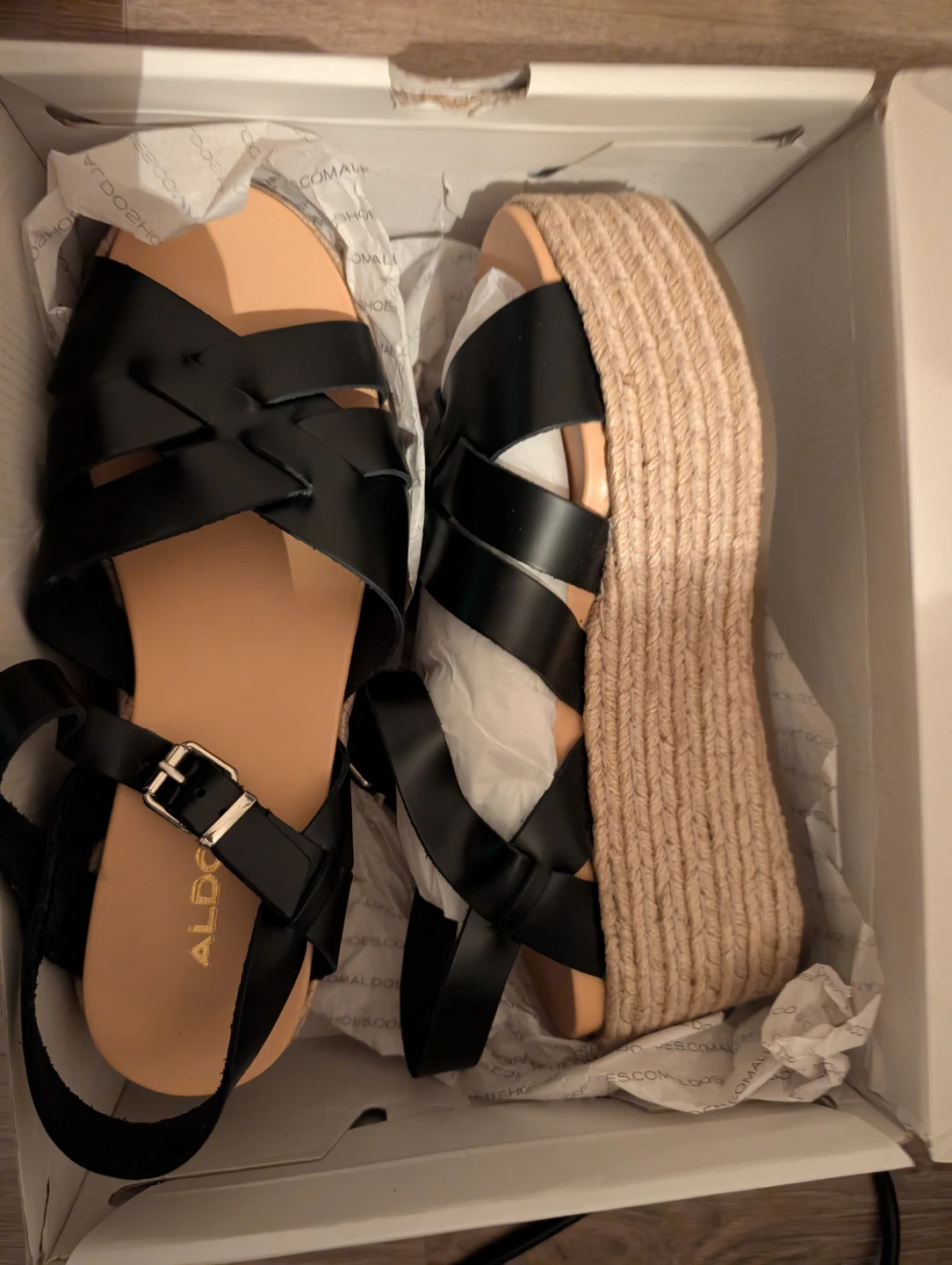 Brand new in box ALDO Black Espadrille Wedge Sandals - photo 3