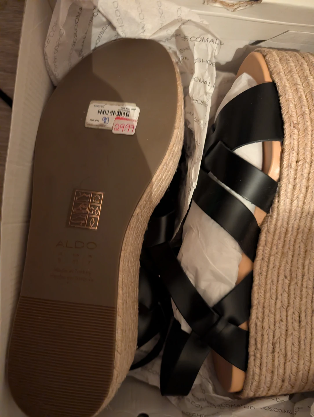 Brand new in box ALDO Black Espadrille Wedge Sandals - photo 4