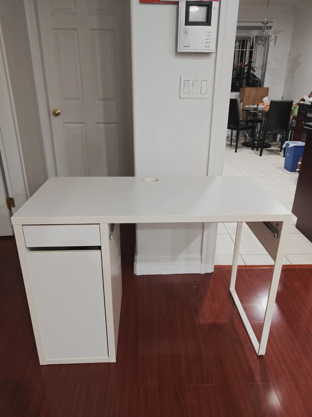 White Desk with Drawer and Cabinet
