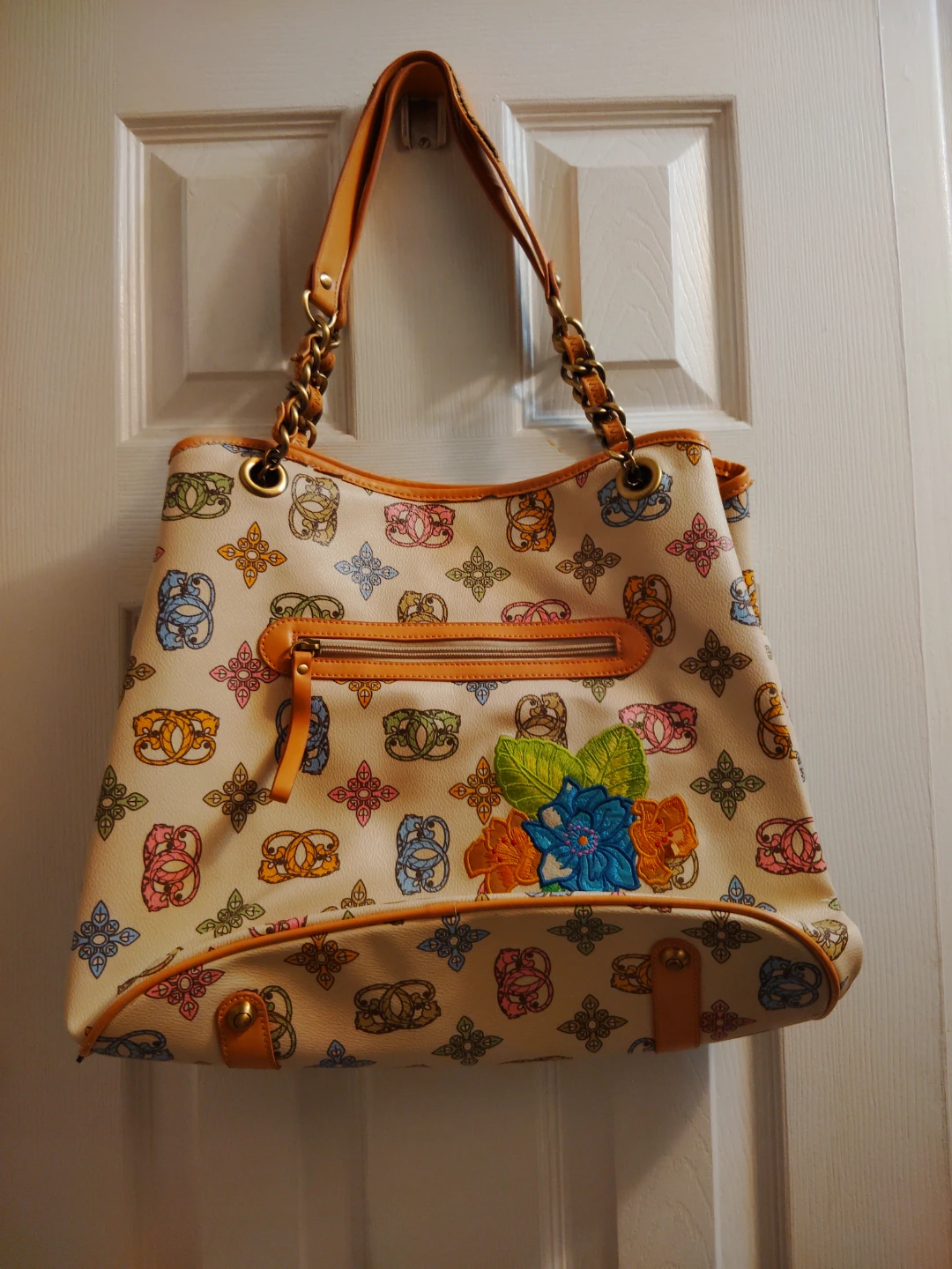 Vintage Sharif Y2K Embroidered Monkey & Tropical Flower Tote Bag - photo 4