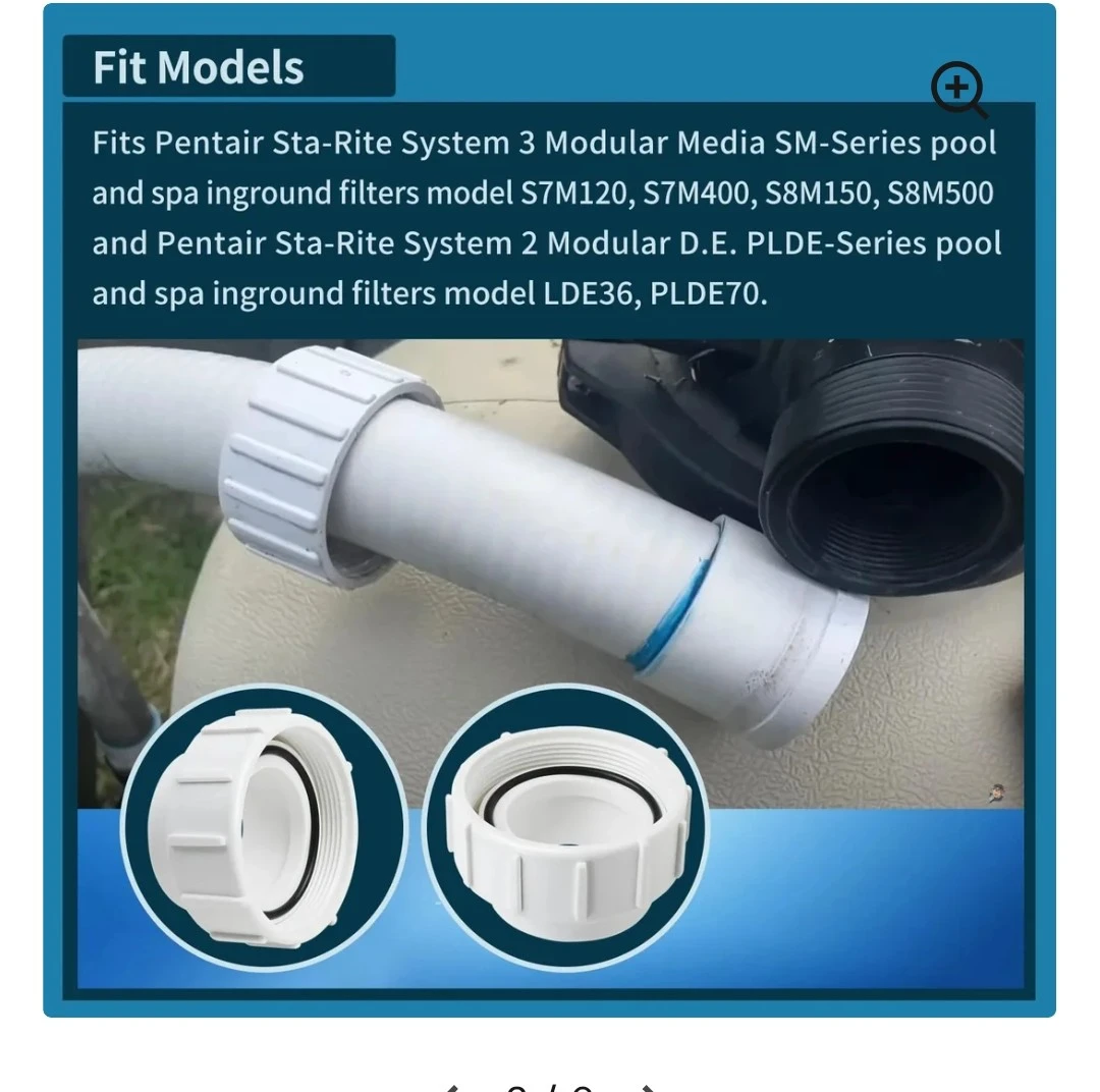 2" Half Union Adapter for Pentair Pool Pump / hot tub/ pumps - photo 2