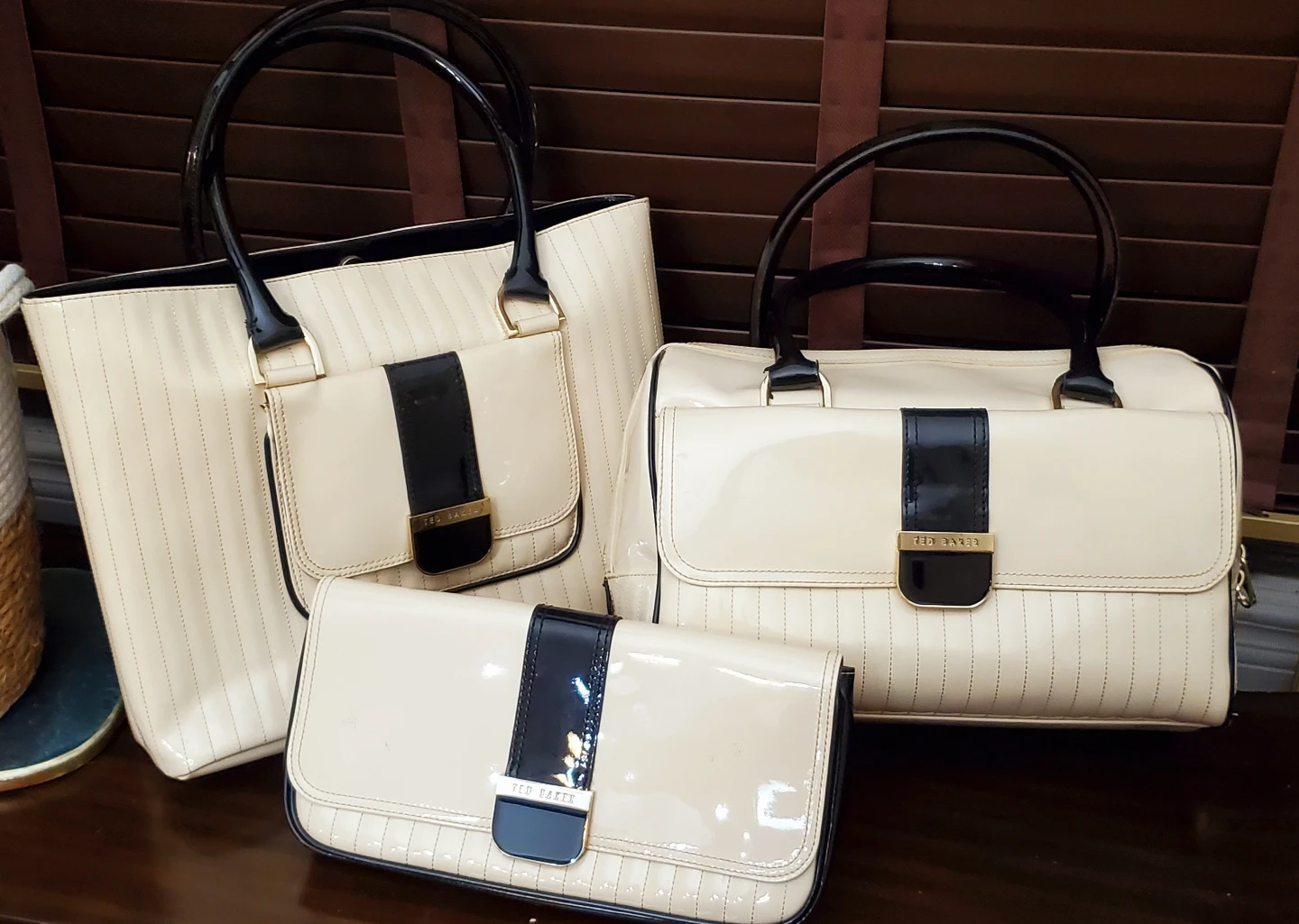 TED BAKER Patent Leather Tote, Satchel, & Clutch Set