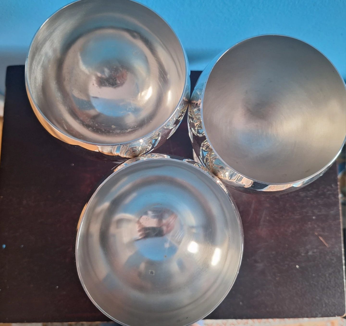 Vintage Set of 3 Silver Plated  Goblets Viking - photo 4