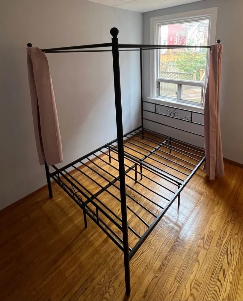 Double Black Metal Canopy Bed Frame - photo 2