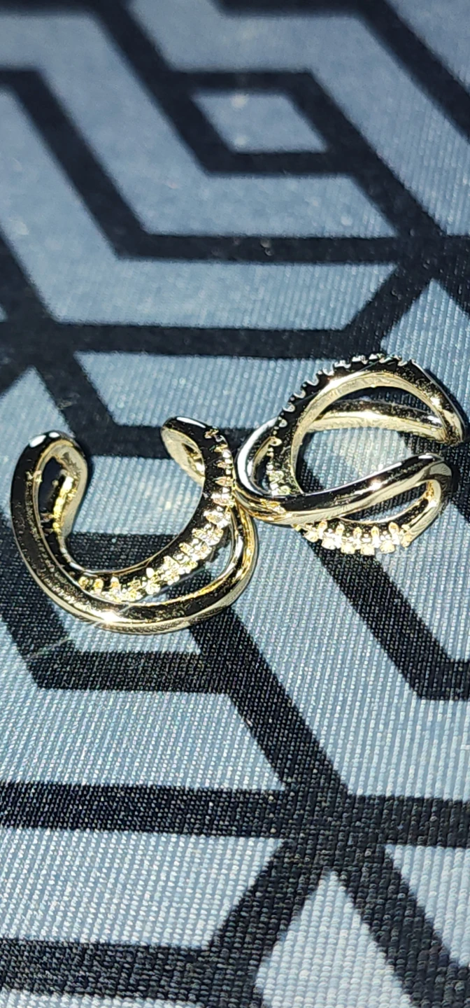 gold plated Ear Cuff Set with Rhinestones - photo 2