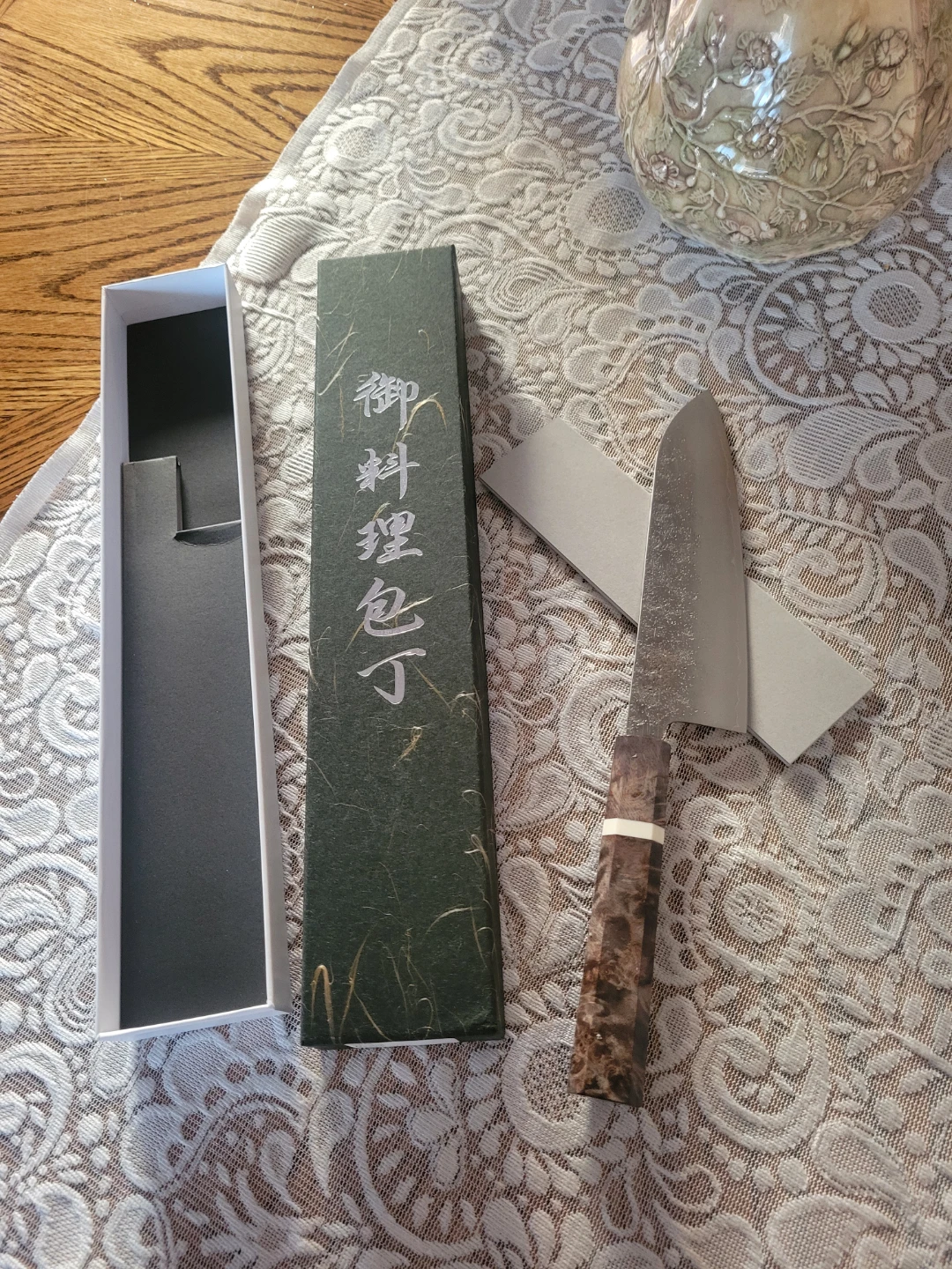 New.OEM Silver3 Nashiji Santoku170 chefs knife, - photo 2