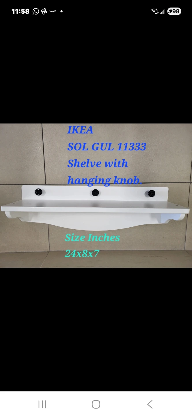 IKEA SOL GUL 11333 White Shelf with 3 Hanging Knobs